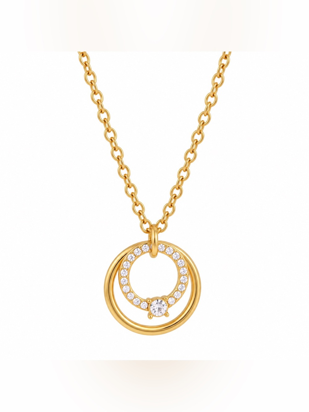 Crystal Double Circle Necklace D202